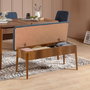 Hanah Home Vina Bench Azul Oscuro, Nogal